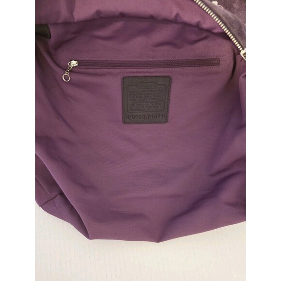 Vtg Coach Hampton Suede Book Tote Shoulder Bag Purse Plum Purple Silver F10411 - Picture 5 of 12